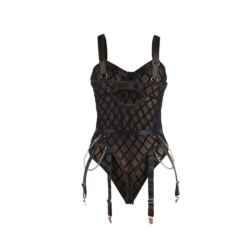Body avec chaînes et porte-jarretelles noir L/XL - Subblime - SUBBLIME BODIES