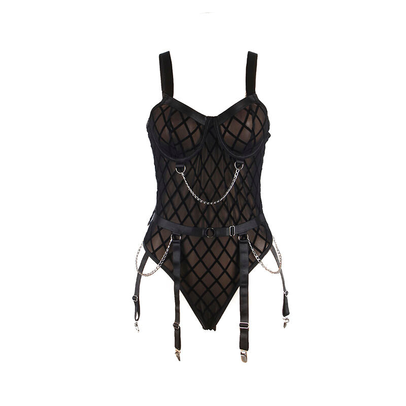 Body avec chaînes et porte-jarretelles noir L/XL - Subblime - SUBBLIME BODIES