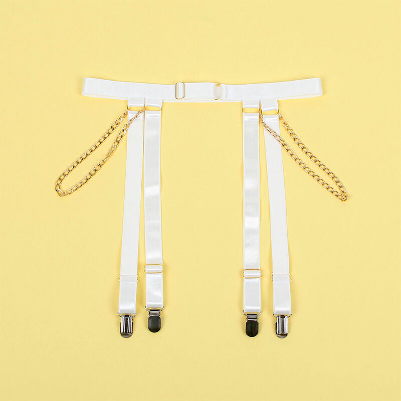 Body avec chaînes et porte-jarretelles blanc L/XL - Subblime