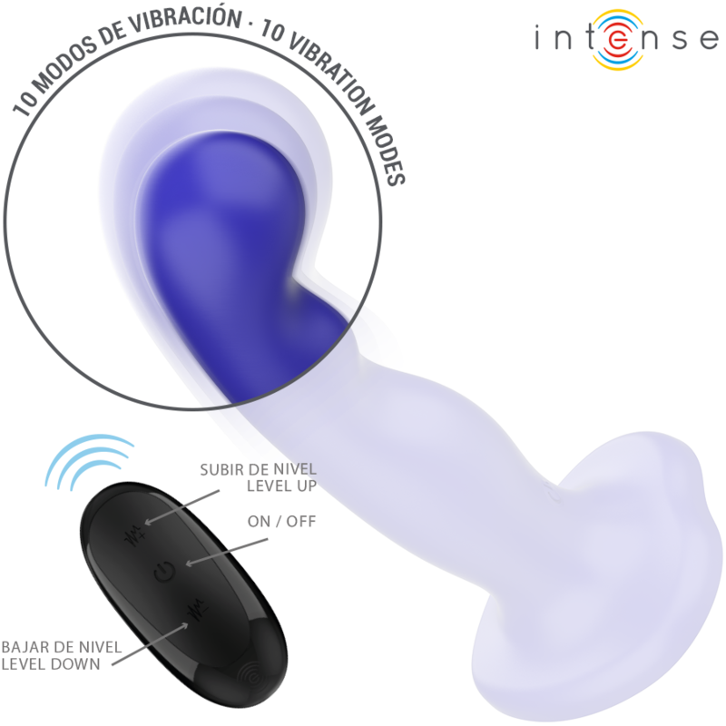 Vibromasseur Shorty Bleu avec Ventouse et Télécommande - Intense