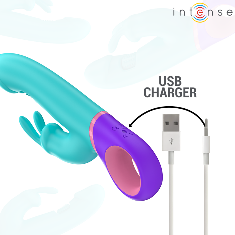 Vibromasseur Rabbit Monica Point G Rotatif Bleu - Intense
