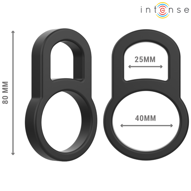 Anneau Pénien Double Bobby Silicone Noir - Intense