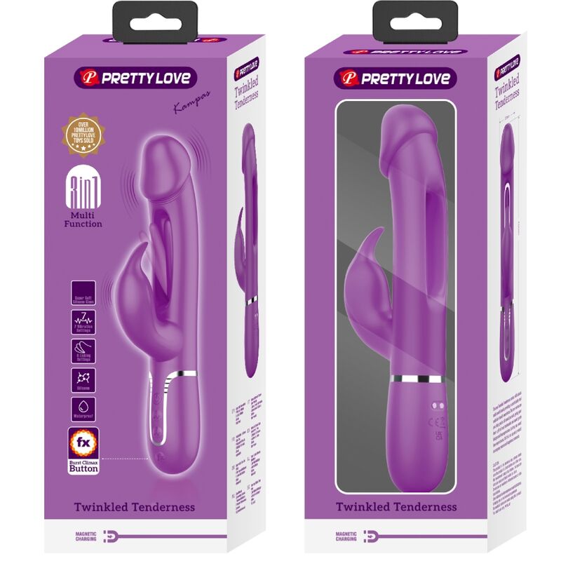 Vibromasseur Rabbit Kampas Multifonction 3 en 1 Violet - Pretty Love