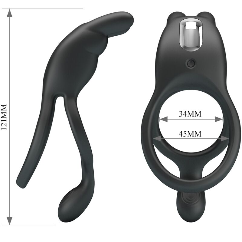 Anneau Vibrant Seth Double Stimulation Noir - Pretty Love