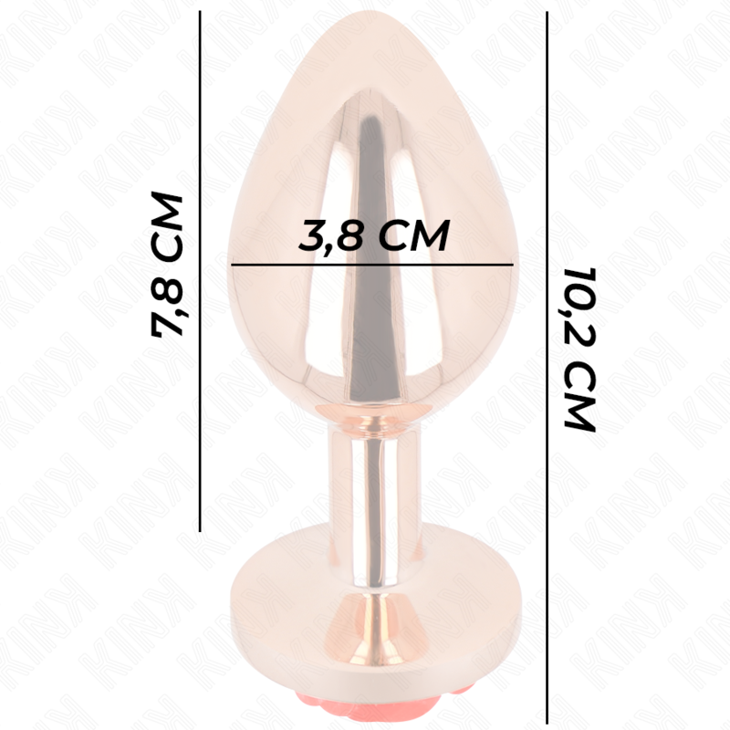 Plug anal métallique rose avec ornement rose rouge taille L - Kink - KINK PLEASURE PLUGS