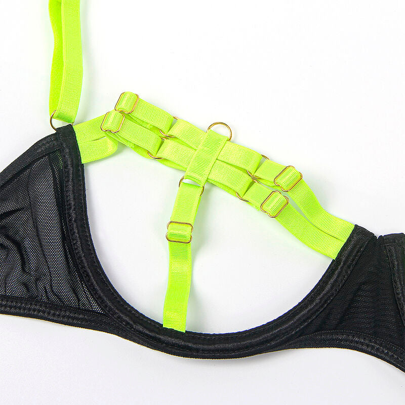 Ensemble lingerie soutien-gorge collier vert fluorescent S/M - Subblime - SUBBLIME SETS