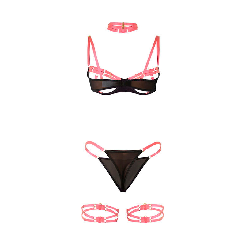 Ensemble lingerie soutien-gorge avec collier rose fluo L/XL - Subblime - SUBBLIME SETS