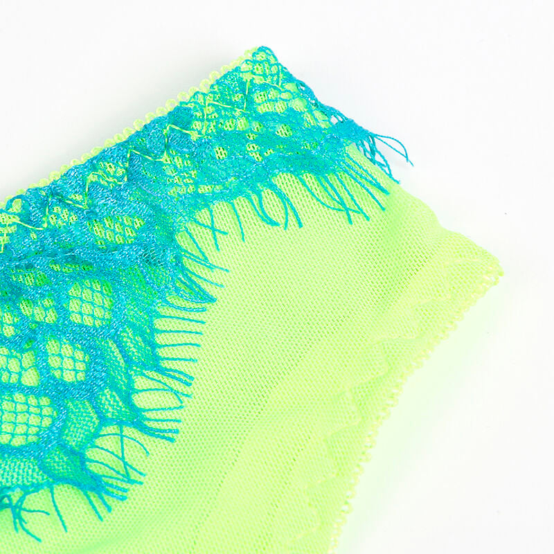 Ensemble lingerie dentelle jarretelle vert et bleu S/M - Subblime - SUBBLIME SETS