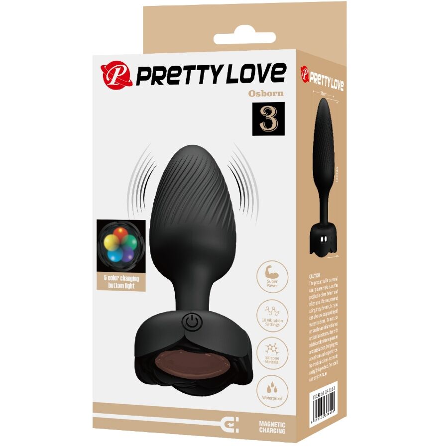 Plug Anal Vibrant LED Osborn Noir 9,8 cm - Pretty Love