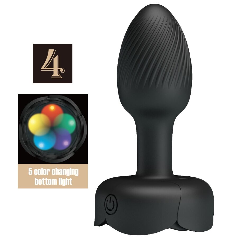 Plug Anal Vibrant Lumineux Olman LED Noir - Pretty Love