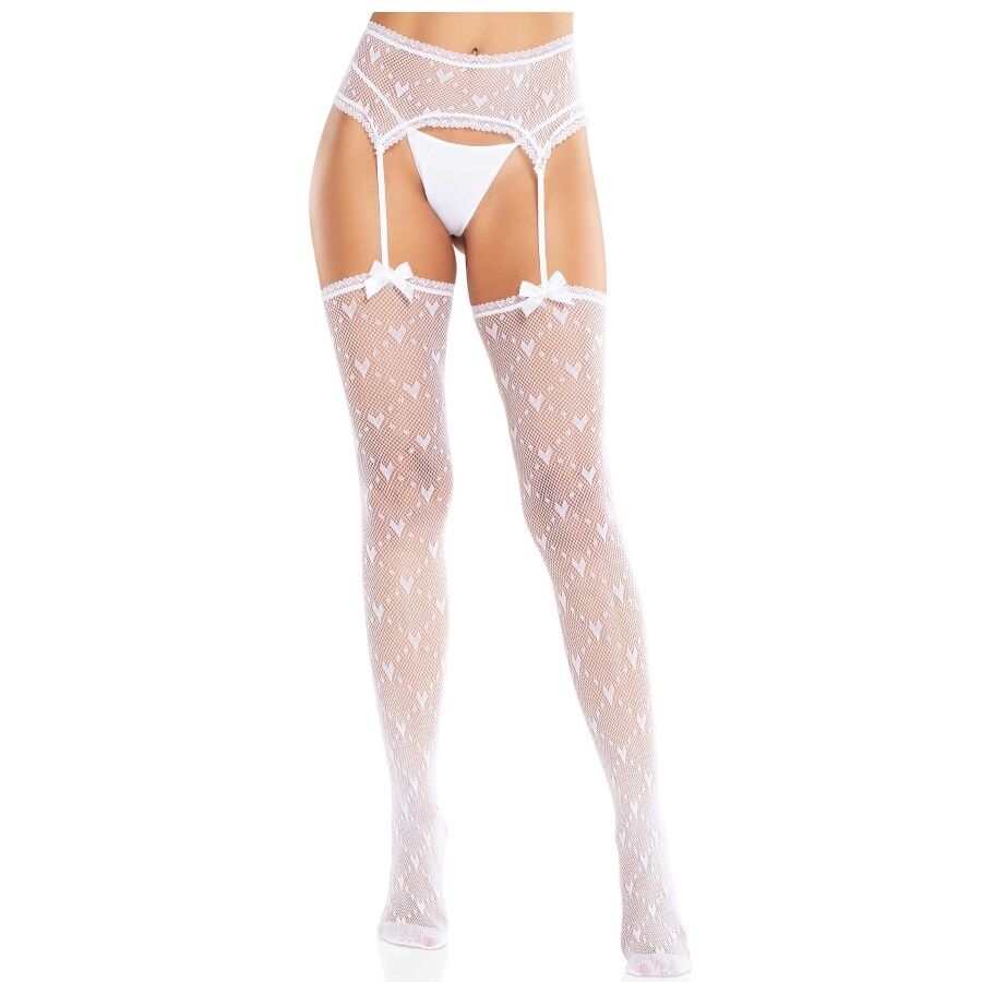 Bas Porte-Jarretelles Cœur Blanc - Leg Avenue