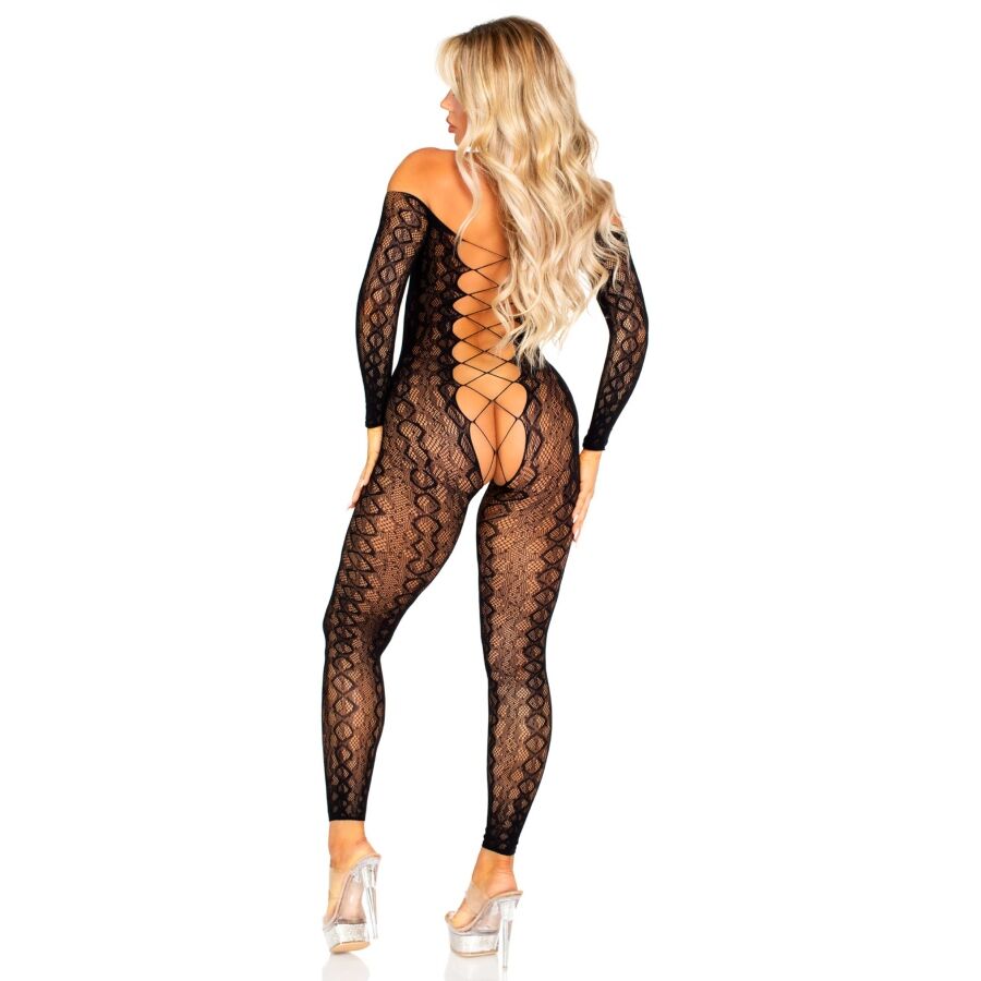 Bodystocking Ouvert Serpent Exotique Noir - Leg Avenue