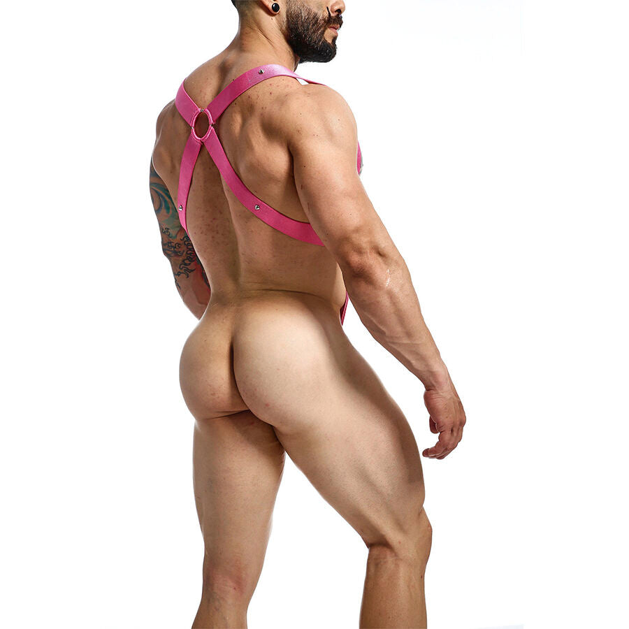 Harnais Homme Croisé dans le Dos Dngeon Rose - MaleBasics - MOB