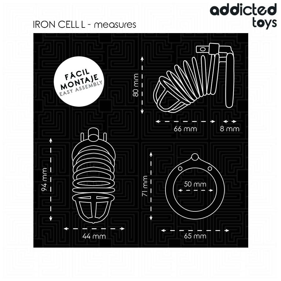 Cage Chasteté Iron Cell Métal Taille L - Addicted Toys