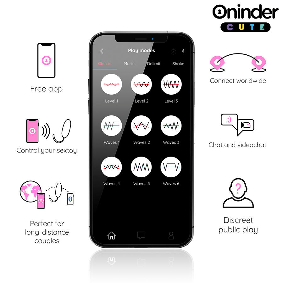 Oninder – Œuf vibrant Connecté et Rotatif en Silicone – Rose