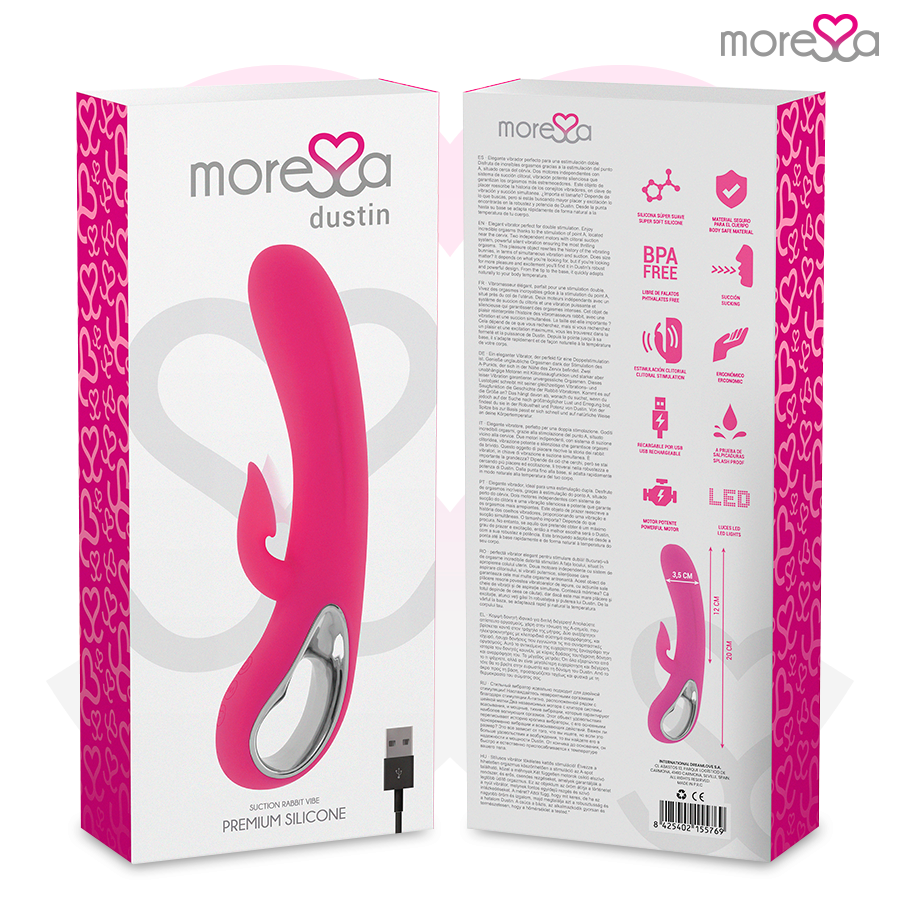 Vibromasseur rabbit rechargeable Dustin en silicone - Moressa - MORESSA