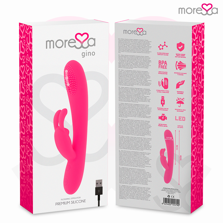 Vibromasseur rabbit rechargeable Gino en silicone - Moressa - MORESSA