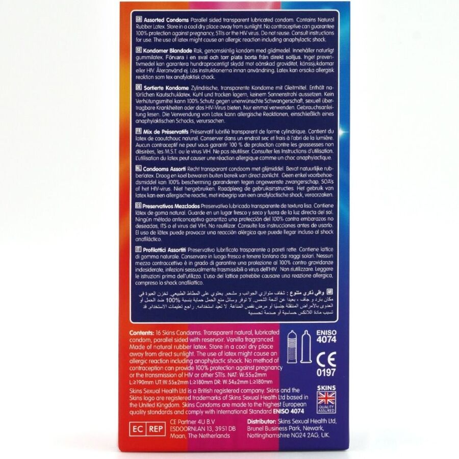 Préservatifs Pack Premium Assortis 16 pièces - Skins - SKINS