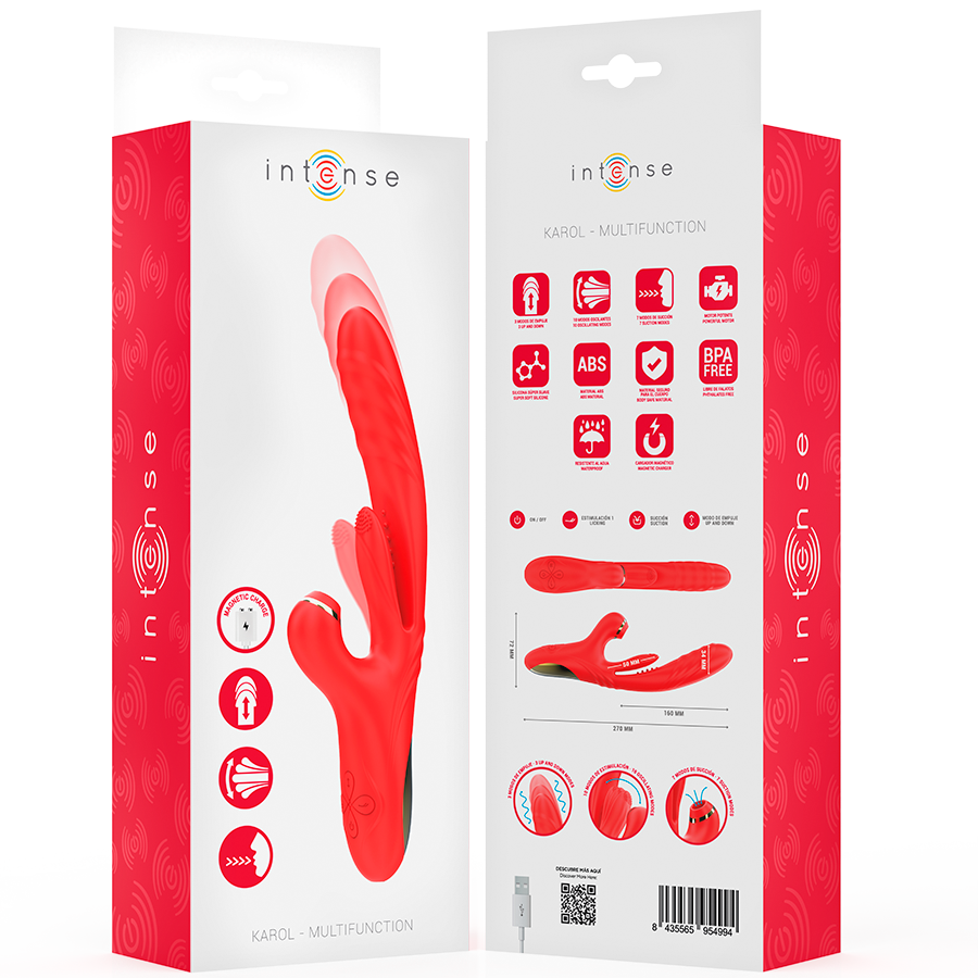 Vibromasseur Karol Multifonction Rouge - Intense