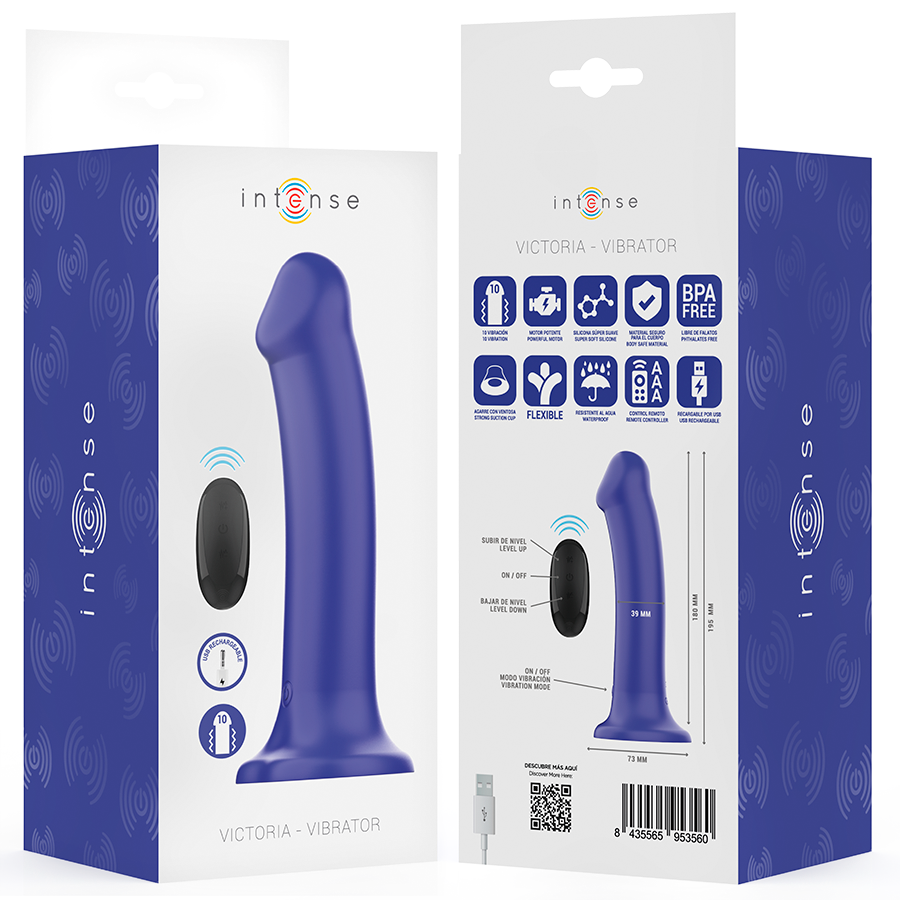 Vibromasseur Victoria avec Ventouse Bleu Foncé - Intense