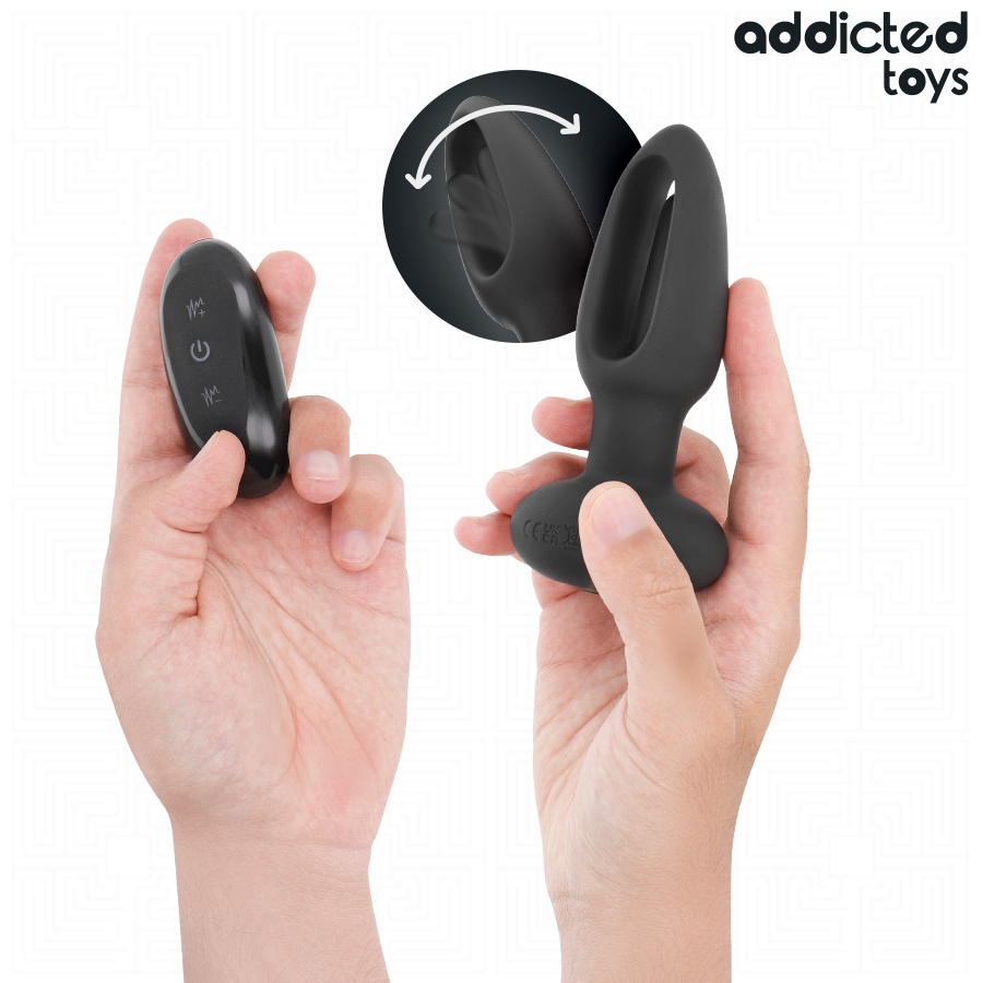 Plug Anal Langue Vibrante Télécommandé Noir - Addicted Toys