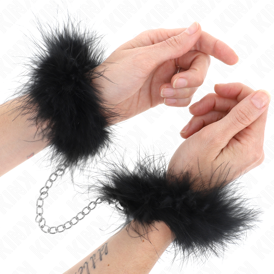 Menottes en fourrure noires - Kink - KINK WRIST RESTRAINT