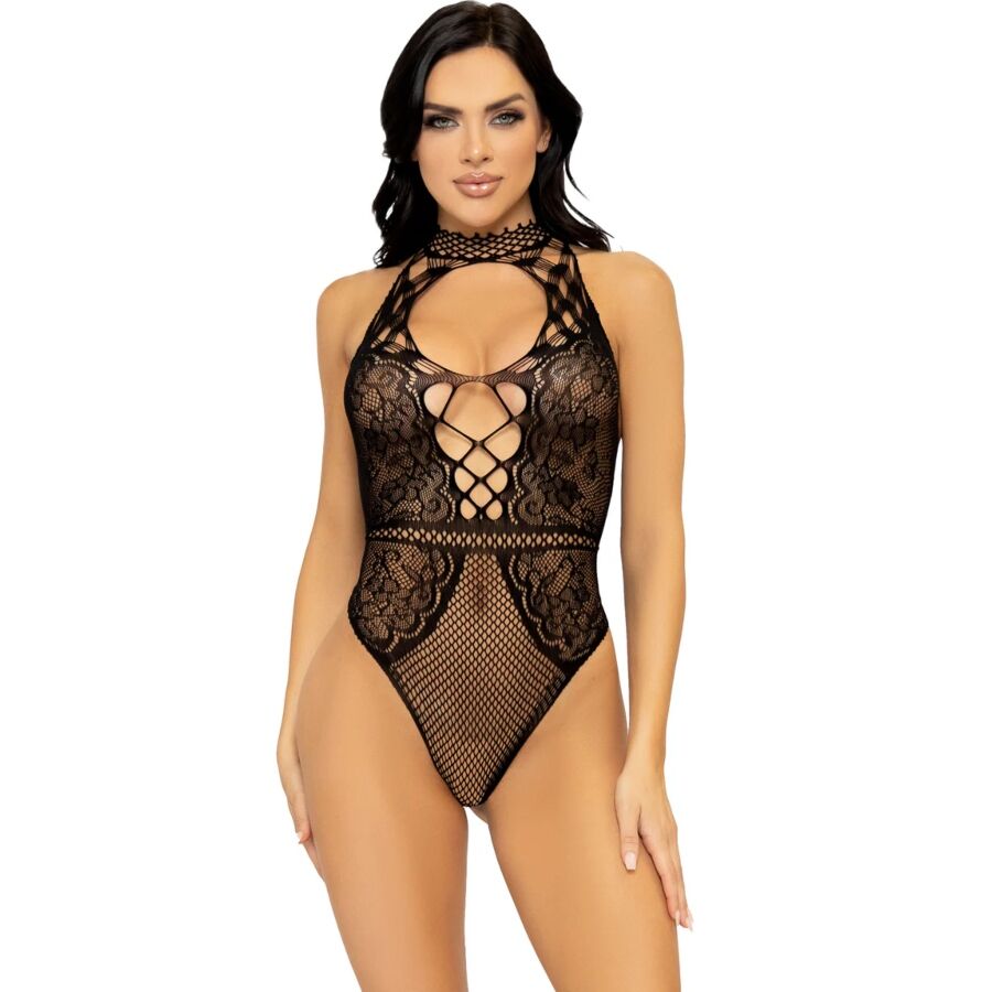 Body Gilet Résille et Dentelle Florale Taille Unique - Leg Avenue