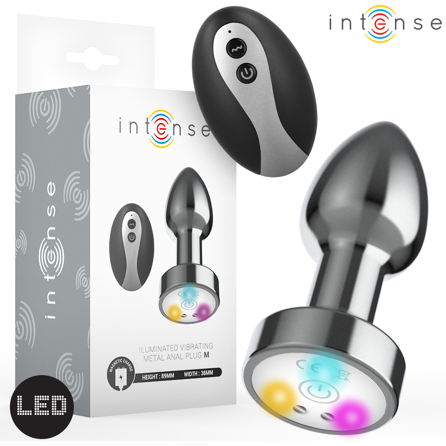 Plug Anal Vibrant Métal LED Intense Taille M Gris - Intense
