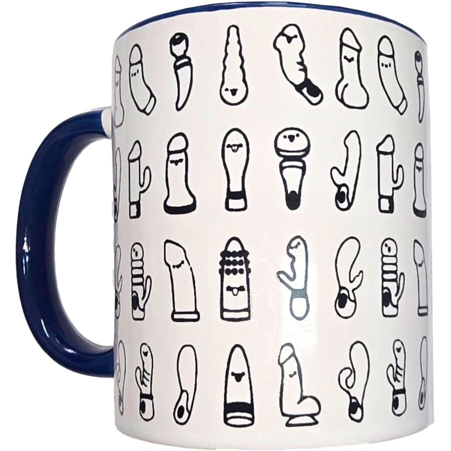 Mug Humoristique Tasse Vibrante Blanche Anse Bleue - Diablo Picante
