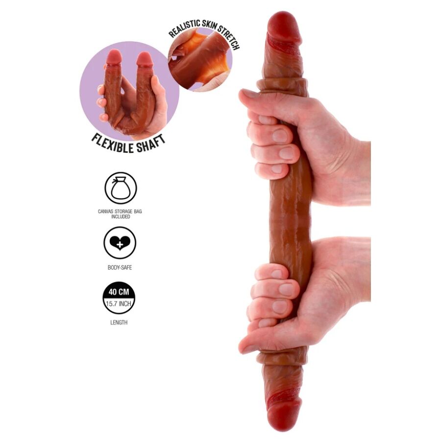 Godemichet Double Get Real Skin Caramel 40cm - ToyJoy