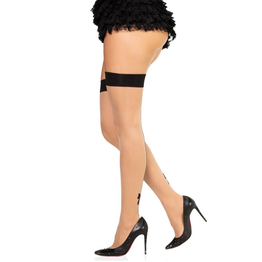 Collants Porte-Jarretelles Spandex Couture Arrière Noirs - Leg Avenue