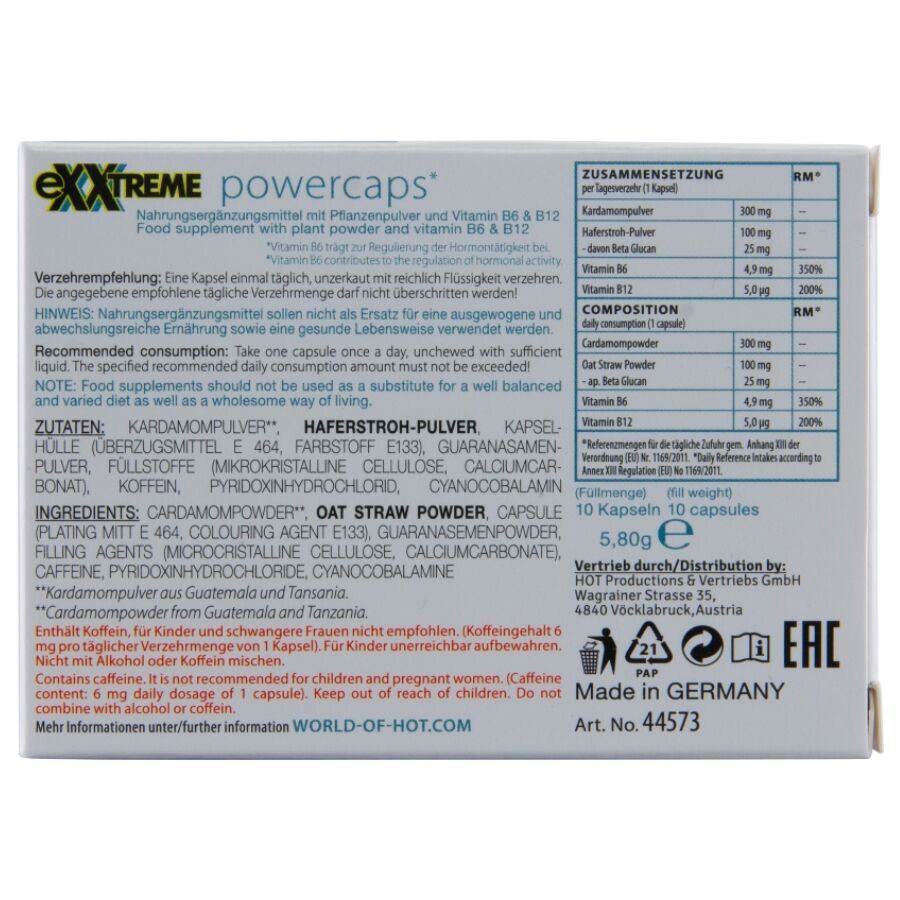 Capsules Stimulantes Exxtreme Puissance Man 10 Unités - Hot