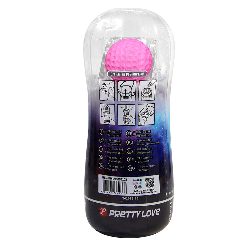 PRETTY LOVE - COUPE DE MASTURBATION TEXTURÉE À 360° TRANSPARENTE