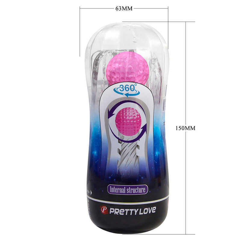 PRETTY LOVE - COUPE DE MASTURBATION TEXTURÉE À 360° TRANSPARENTE