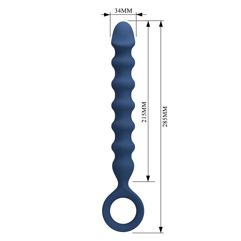 Perles Anales Silicone avec Plug Anal Bleu Ø3,4cm 28,5cm - MR PLAY