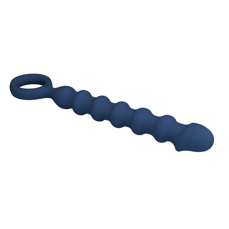 Perles Anales Silicone avec Plug Anal Bleu Ø3,4cm 28,5cm - MR PLAY