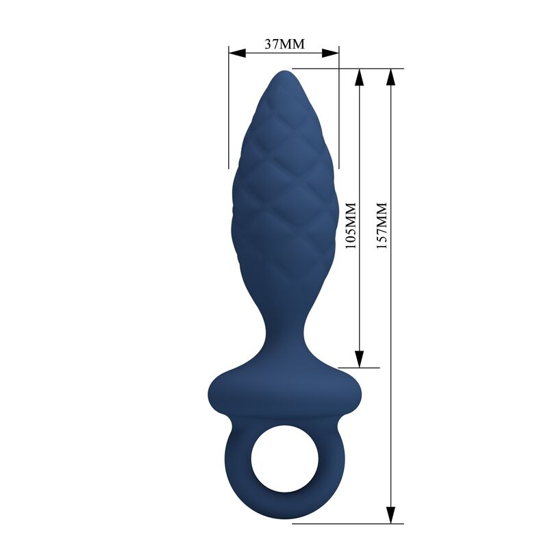 Plug Anal Texturé Anneau Bleu Taille L - MR PLAY