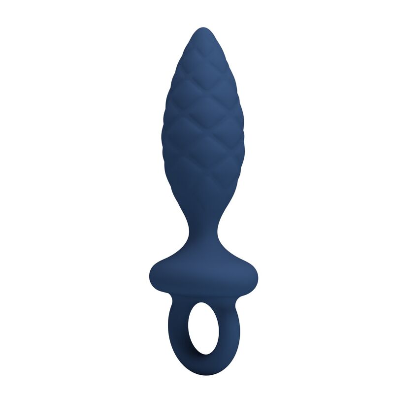 Plug Anal Texturé Anneau Bleu Taille L - MR PLAY