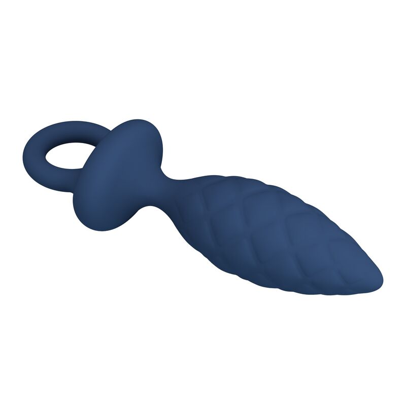 Plug Anal Texturé Anneau Bleu Taille L - MR PLAY