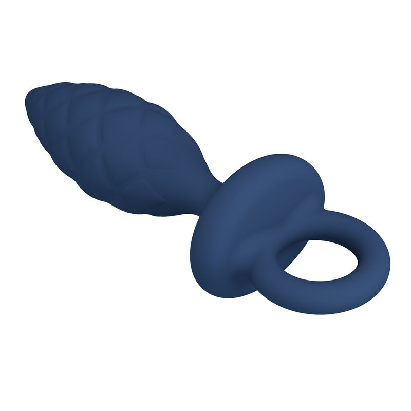 Plug Anal Texturé Anneau Bleu Taille L - MR PLAY
