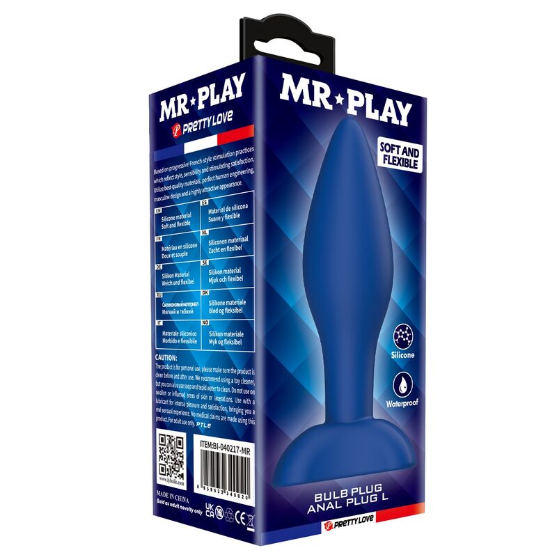 Plug Anal Conique Silicone Bleu Taille L - MR PLAY