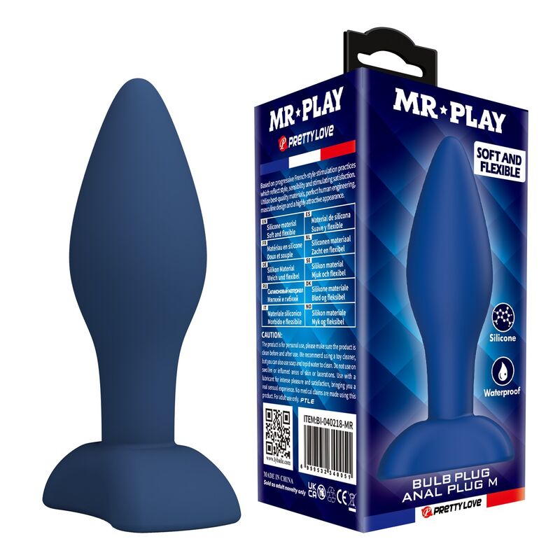 Plug Anal Conique Silicone Bleu Taille M - MR PLAY