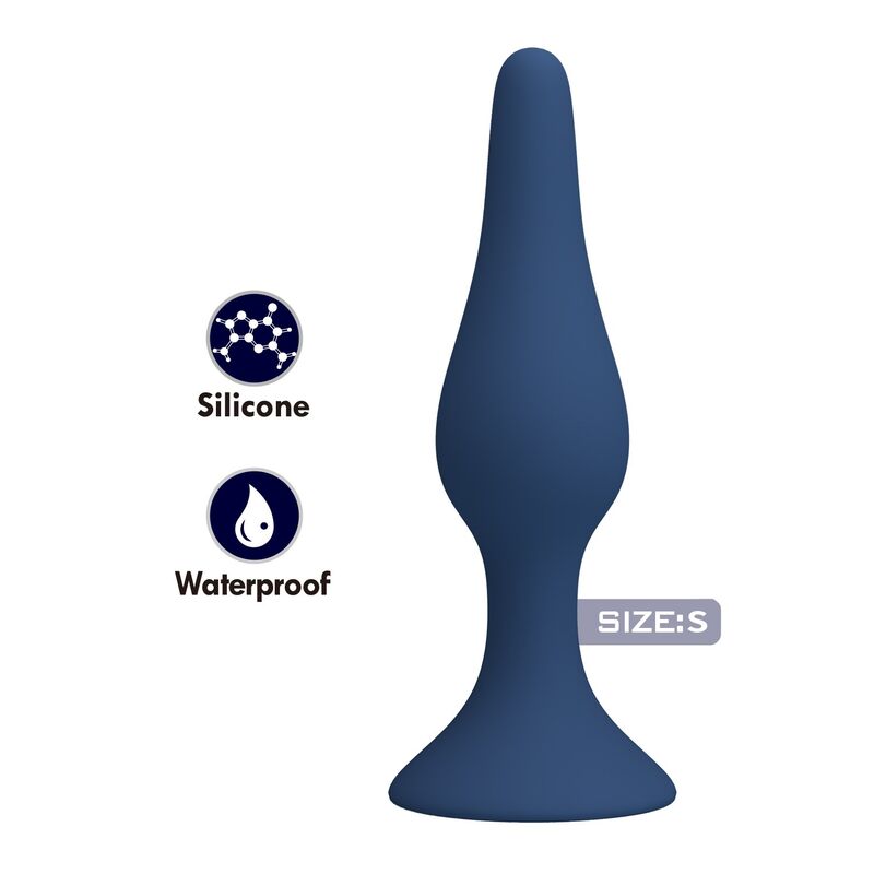 Plug Anal Fin Silicone Bleu Taille S - Mr Play