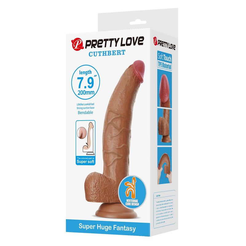 Gode Réaliste Flexible Cuthbert 20 cm TPE - Pretty Love