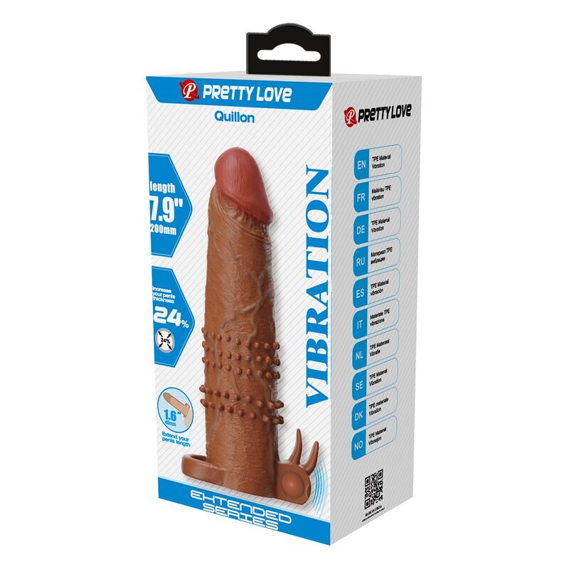Manchon Vibrant Pénis Quillon 20cm Ø4cm Marron - Pretty Love
