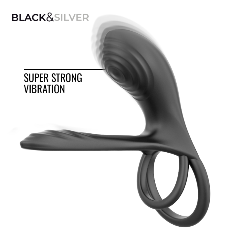 Anneau Vibrant Rechargeable Ripley Télécommande Noir - Black & Silver