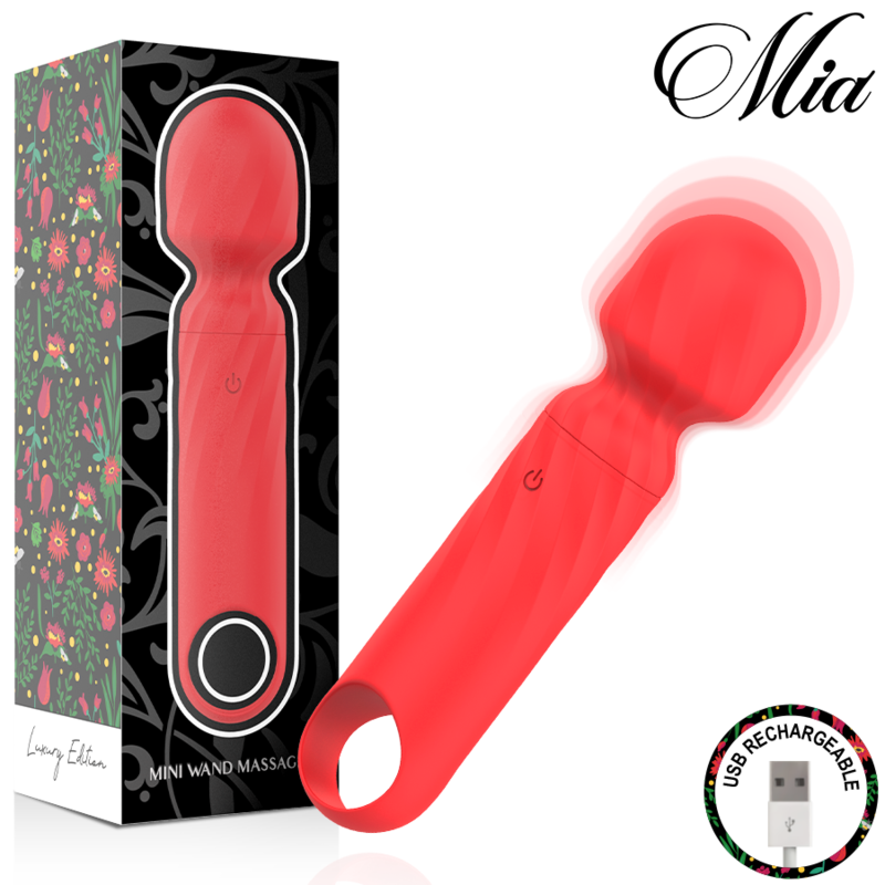 Mini Masseur Wand Rouge 12 Modes Rechargeable USB - Mia