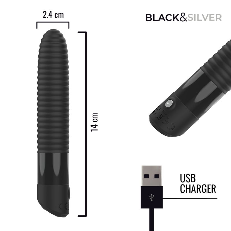Vibromasseur Joseph USB Écran LED 24 cm Noir - Black & Silver