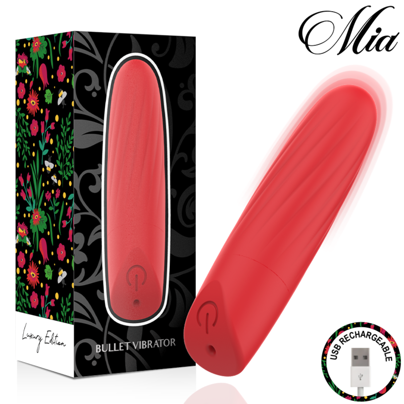Mini Vibromasseur Rechargeable USB Rouge 12 Modes - Mia