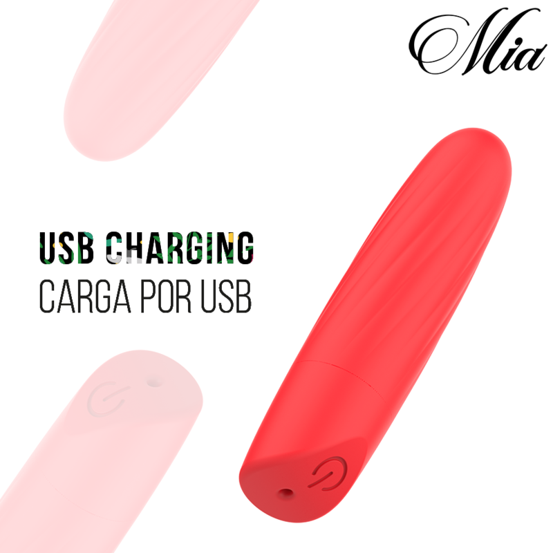 Mini Vibromasseur Rechargeable USB Rouge 12 Modes - Mia